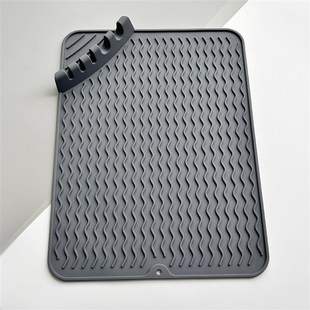 硅胶沥水垫隔m热垫晾碗家用厨房餐垫多功能搁勺器长方形厂家