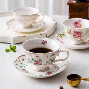陶瓷咖啡杯高颜值马克杯家用下午茶杯精致花茶杯Y咖啡杯碟套 英式
