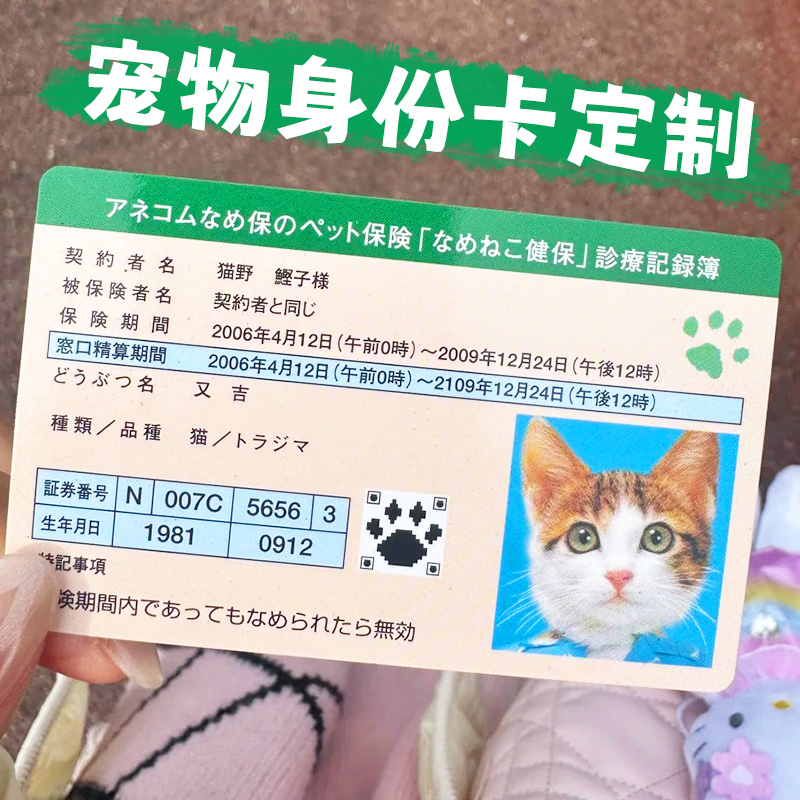 PVC宠物身份卡定制防水硬卡ID卡片印刷萌宠店会员卡广告宣传名片