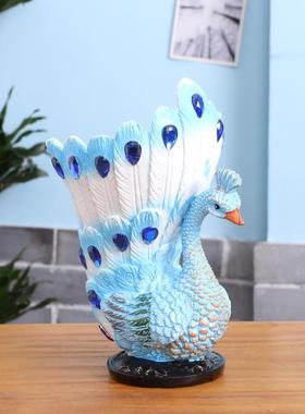 孔雀个性新RLT笔筒树奇特脂工艺礼品礼办公桌爆款教师节物