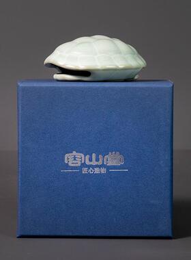 山天青汝窑汝堂瓷茶宠手把件趣家用VWA可养茶桌茶玩茶道味容配件