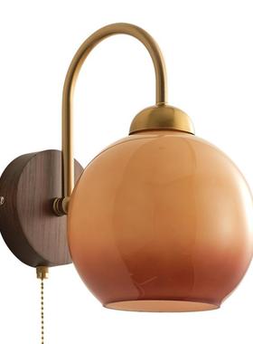 2024新复款法式中木古床头灯壁古灯客厅卧室侘寂风82494实带拉线