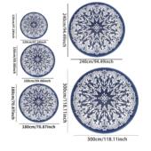 现货双圆形蓝花层PP户外垫野餐垫黑白滩方大块庭院露垫聚丙烯营垫
