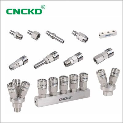 304不钢路快速接头多管气排气管接头自锁接头多通分气S锈ML块-5