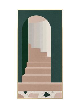 落地玄关装饰北欧奢建筑风画景客轻厅竖版画过道壁入QB202009户走