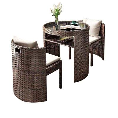 新仿款阳台休闲椅组合藤椅网三件套红茶桌桌小型BXR家用藤编椅子