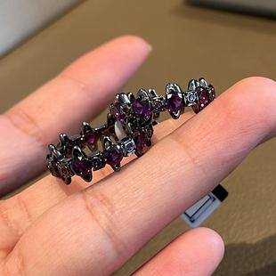 超闪满钻横卧连体多土星戒指高级感串联土星情侣指环