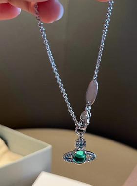 湖蓝色转运珠项链手链转动吊坠小众时髦首饰