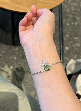 高品质治愈橄榄绿色粉色珐琅星球项链23春夏新款项链