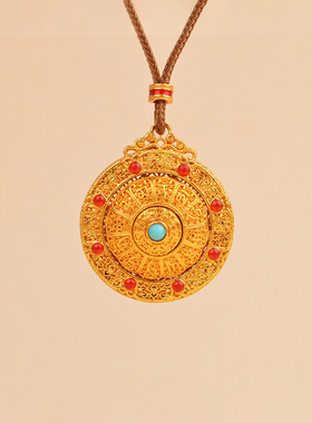 IOEKO黄铜女六字真言可旋转吊坠