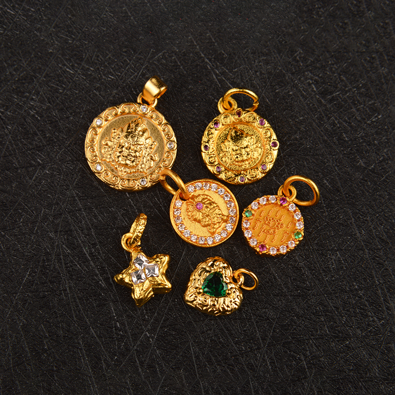 2025新款沙金黄财神吊坠五角星