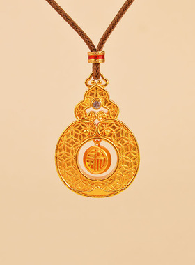 IOEKO沙金葫芦吊坠项链