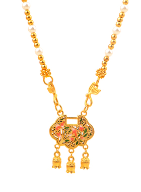 沙金铃兰花锁项链女挂件