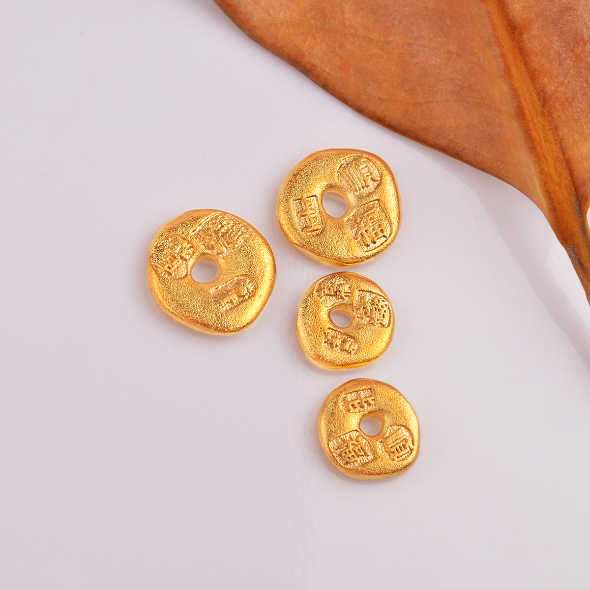 IOEKO黄铜吉言平安扣隔珠