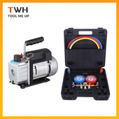 铜阀410冷媒表阀空调加氟双表组合套装 真空泵抽气泵220V3 2.5CFM