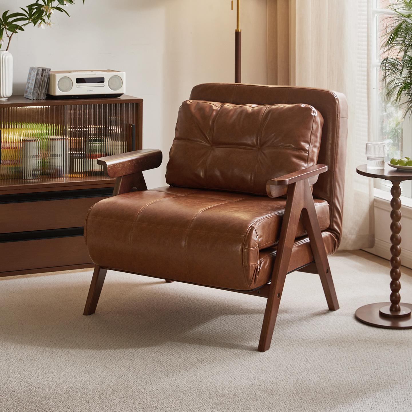 家逸单人折叠沙发床两用2025新款小户型客厅阳台多功能实木伸缩床