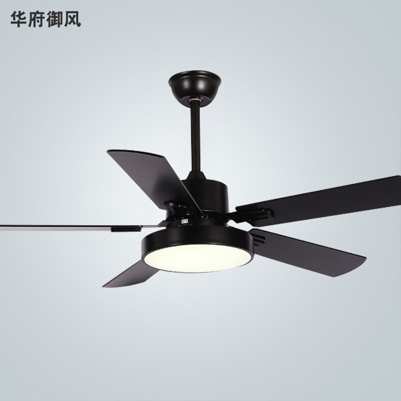 原木风扇灯 卧室餐厅复古LED吊扇灯北欧简约儿童房吊灯风扇一体灯