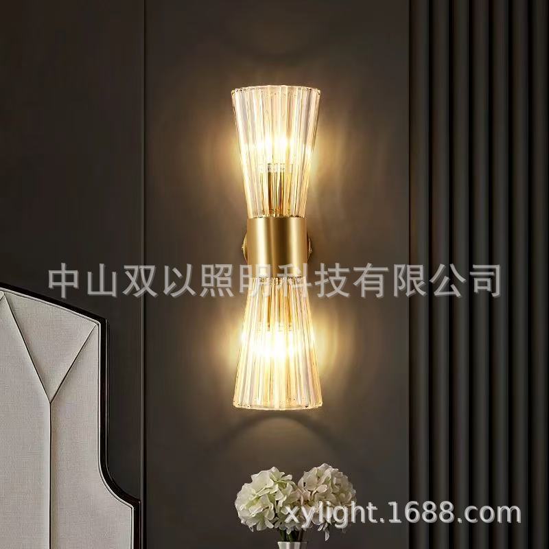 别墅复式楼轻奢水晶壁灯客厅卧室室内LED壁灯酒店KTV背景装饰壁灯
