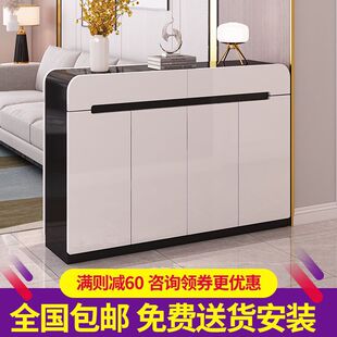 简约现代烤漆鞋柜双面门口客厅门厅柜多功能玄关组装隔断柜双开s^