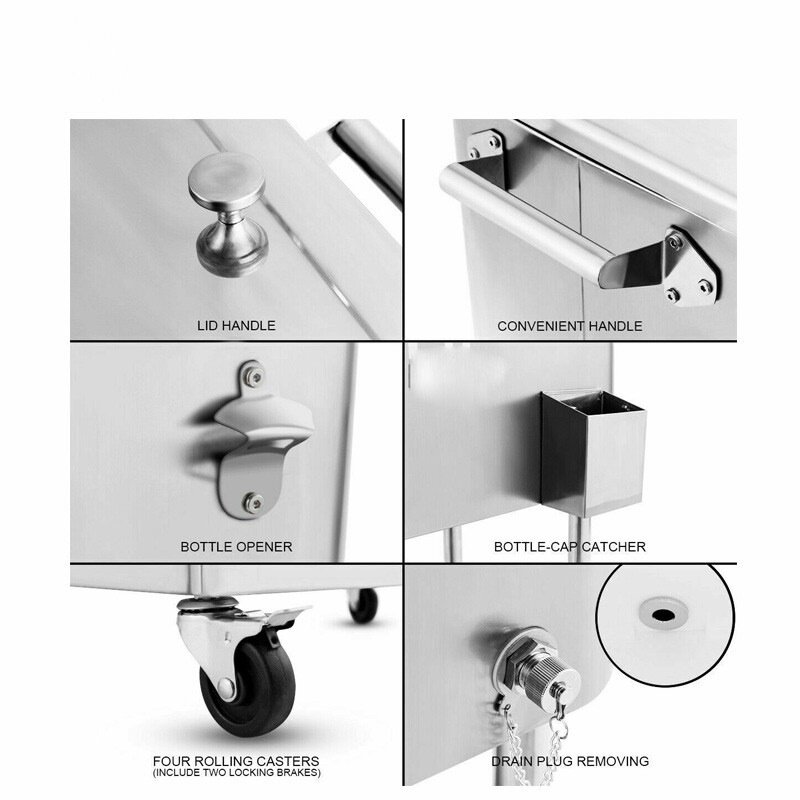 厂家热像不锈钢保温箱推车款保温箱酒水食品冷藏保温箱80QT畅销款