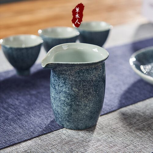 草木人 手绘陶瓷青花瓷公道杯 景德镇公杯茶海分茶器仿古功夫茶具