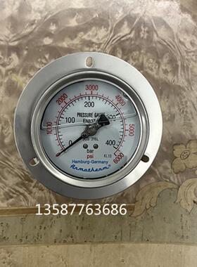 0-400bar进口全不锈钢注液防震压力表0-600psi液压表G1/2螺纹316L