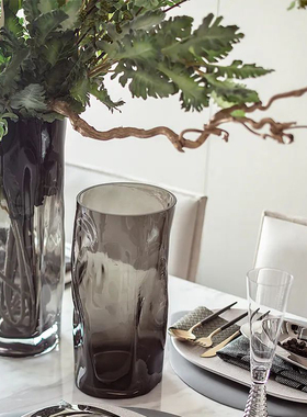 轻奢样板间e餐桌西餐具刀叉勺花瓶花器花插餐边柜装饰花艺绿植摆