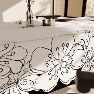 桌布免洗防油防水餐桌台布法式 轻奢高级氛围感R皮革茶几电视柜垫