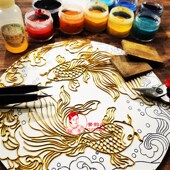 锦鲤手工画景泰蓝掐丝珐琅画diy材料包H好运装 非遗手工 饰画摆件