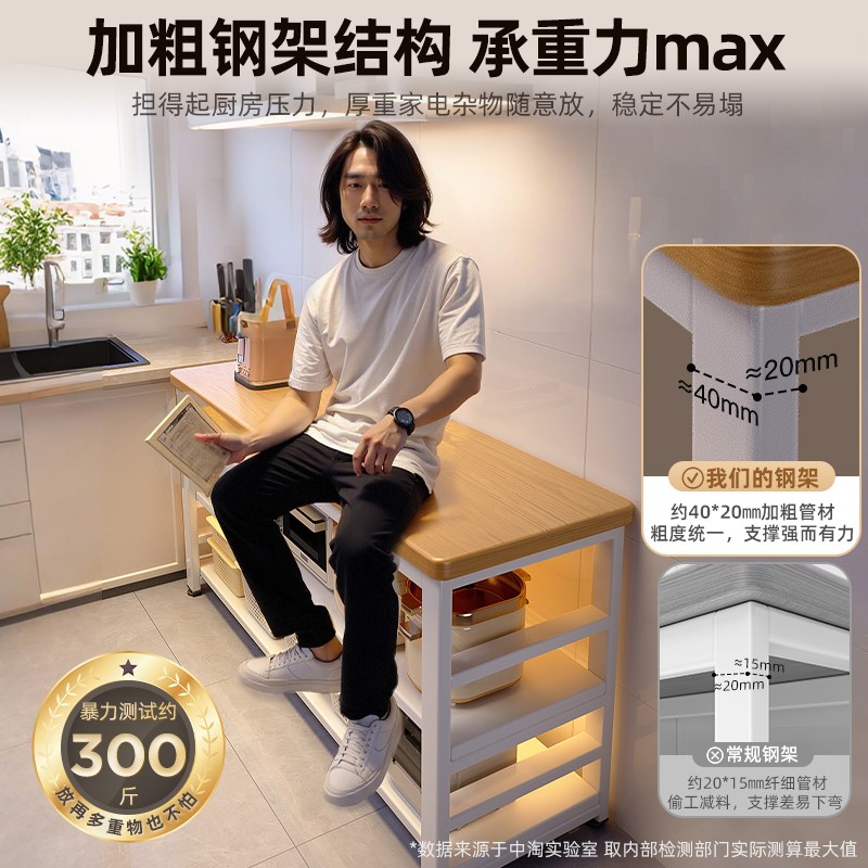 厨房置物架延长台面切菜工作台落地多层收纳架微波炉多Y功能货架