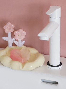 郁金香陶瓷肥h皂盒免打孔沥水宿舍家用香皂碟家居装饰品摆件