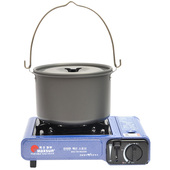 户外野餐单锅铝野营吊锅坐锅 8人行军锅野炊篝火大X锅营地锅套