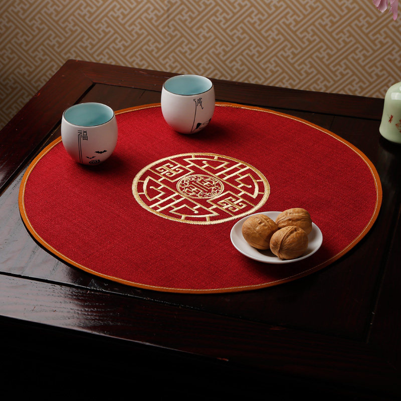 摩丽雅中式茶几防烫垫刺绣餐垫杯垫花瓶垫子隔热U垫麻布托盘布垫,居家布艺,餐垫,淘宝优惠券,粉丝福利购,淘宝优惠卷