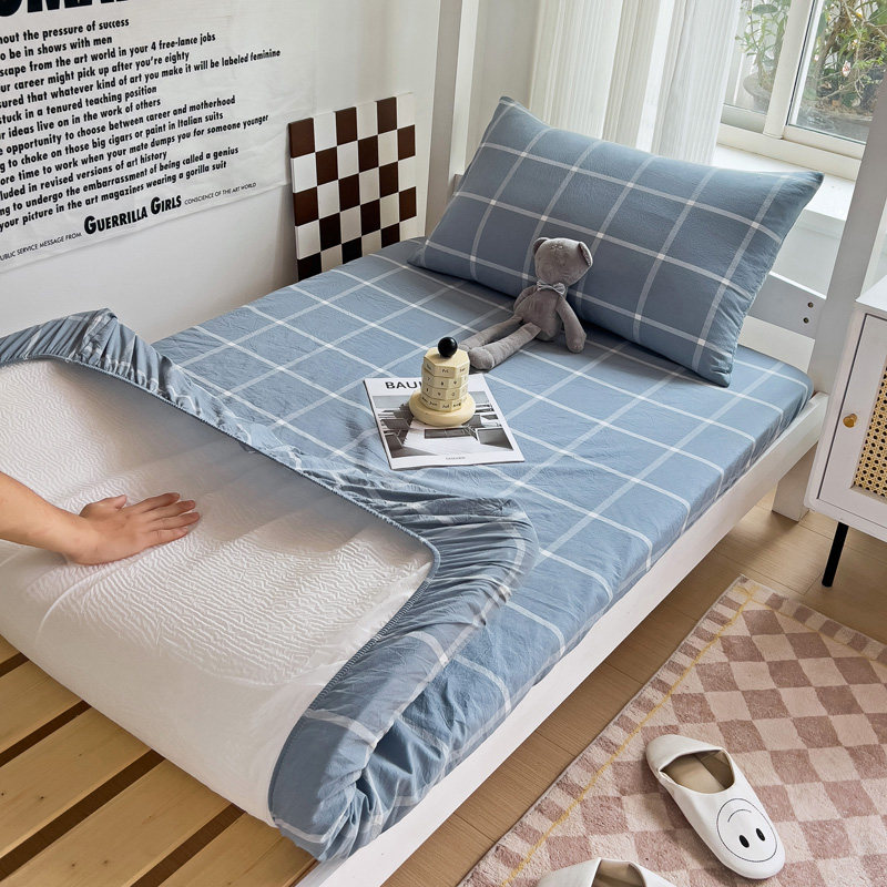 宿舍专用纯棉床笠80190v大学生单人全棉床罩0.9褥子床垫套三件