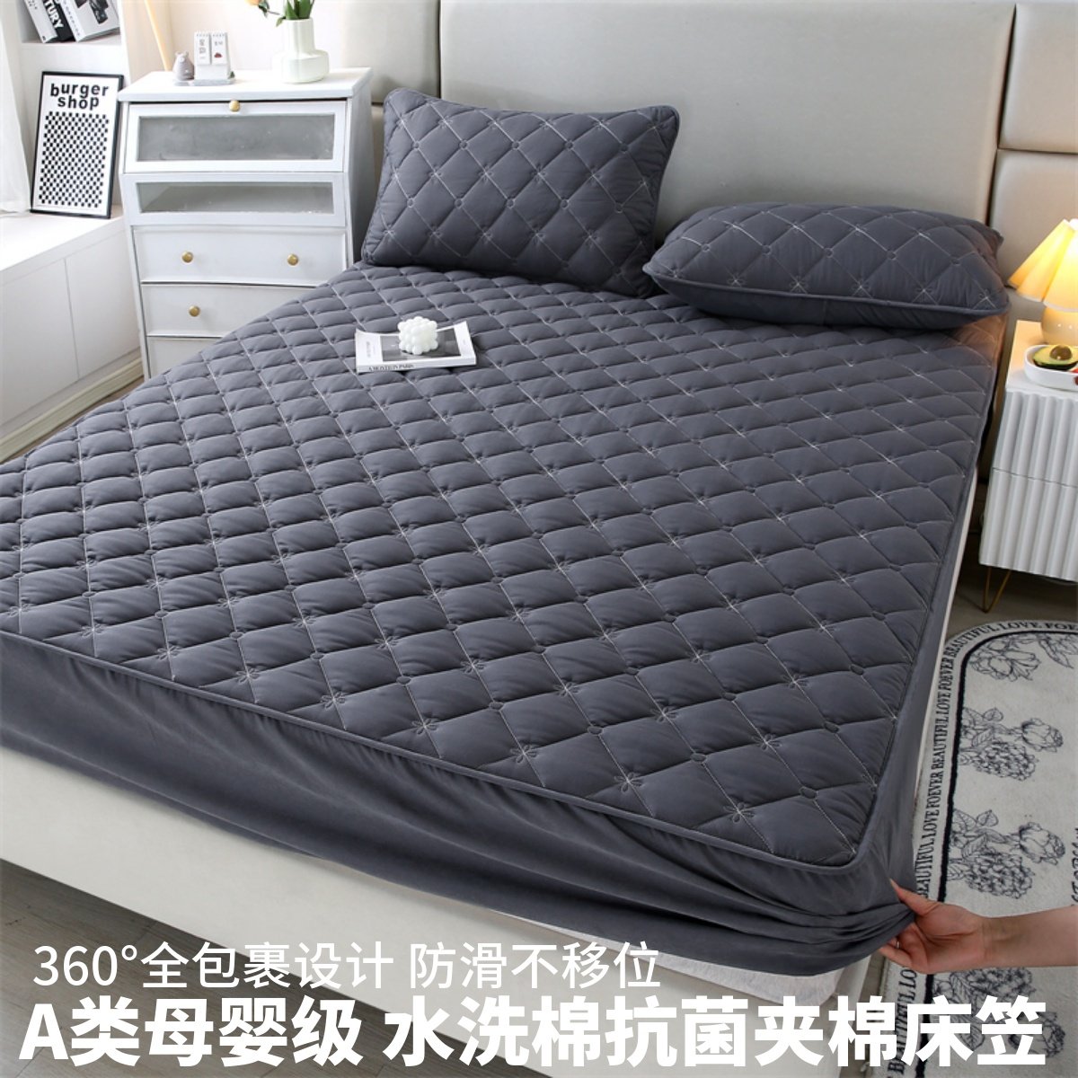 纯棉单件床笠1.2i/1.35/1.5m1.8米2x2.2全棉夹棉床罩1.9床垫套2.0