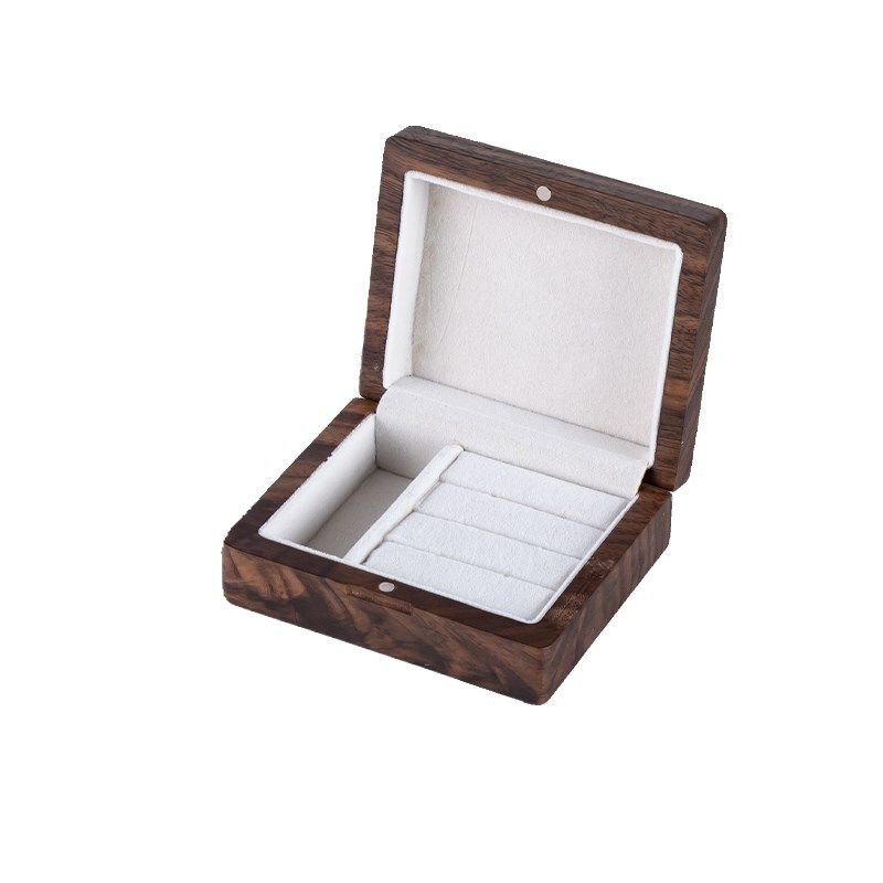 黑胡桃木首饰盒高档项链吊坠珠宝盒戒指I耳环耳针收纳盒可携式饰