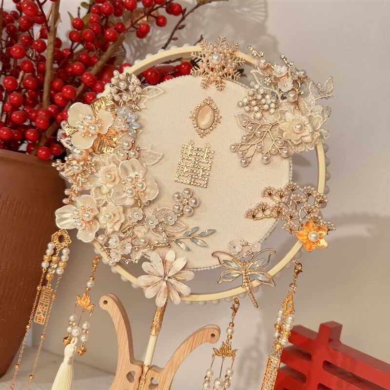 团扇结婚中式新娘手工喜扇秀禾服婚礼F高级出嫁成品扇子DIY材料包,家居饰品,工艺扇/团扇/喜扇/折扇,淘宝优惠券,粉丝福利购,淘宝优惠卷