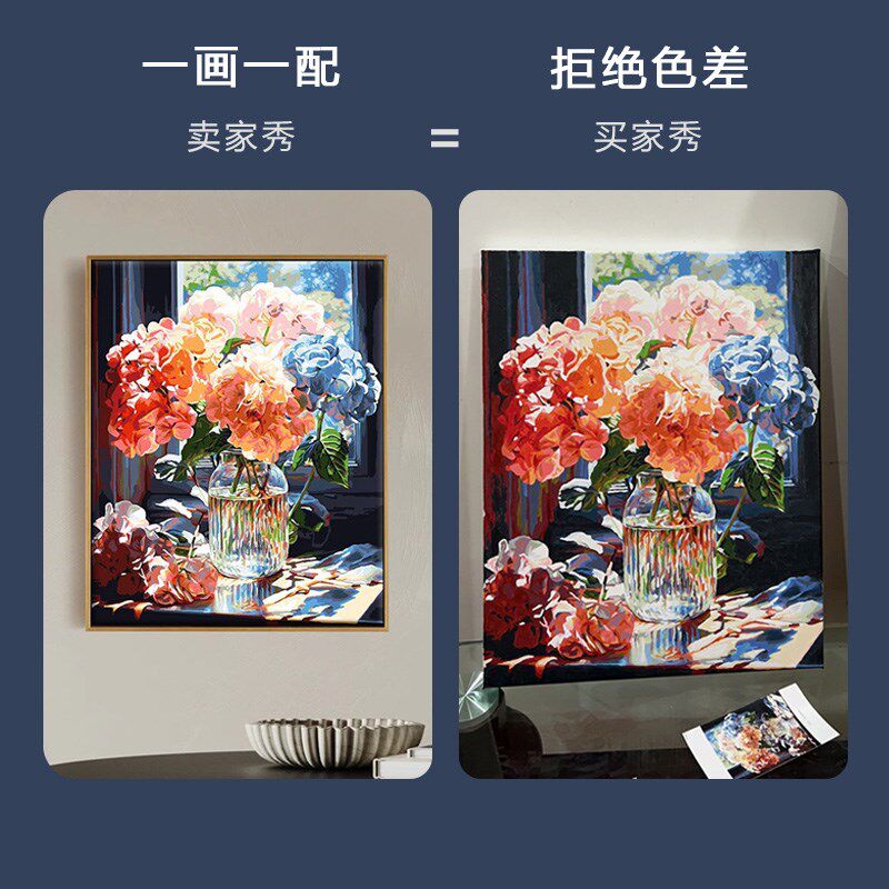 数字油画diy填色客厅治愈填充手C工装饰风景油彩丙烯雨后小巷画画