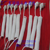 长度自订 2米带插头电线 纯白3芯电源插头弹簧电线 三芯螺旋线缆J