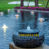 庭院景观石钵盆喷泉户外枯山涌喷水鱼 假山瀑布流水石m磨日式 包邮