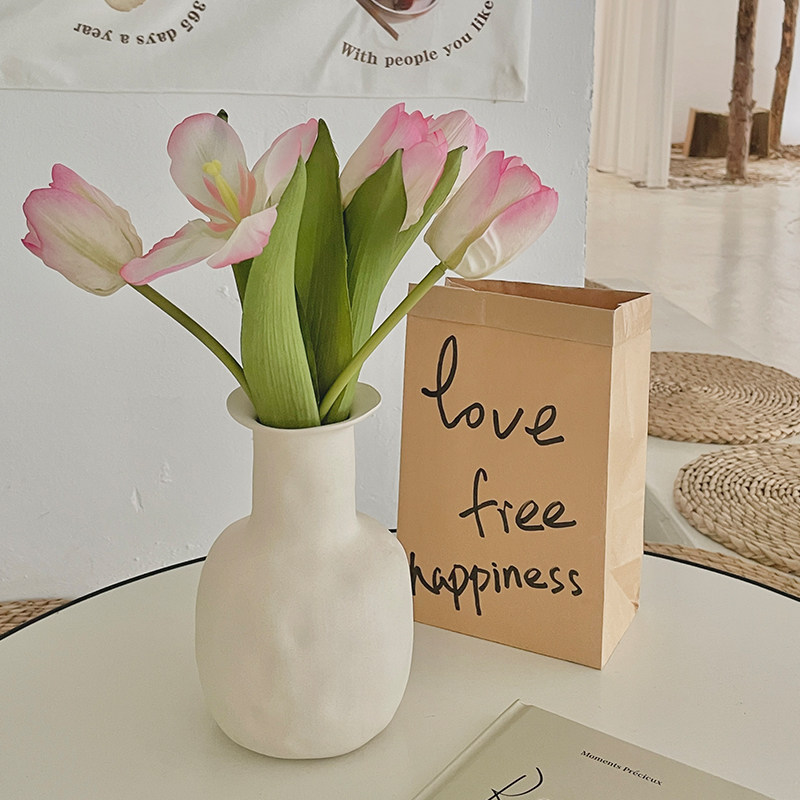 仿真绢布a郁金香桌面摆件仿真花带花瓶插花客厅摆设卧室桌面假花,家居饰品,桌面摆件,淘宝优惠券,粉丝福利购,淘宝优惠卷