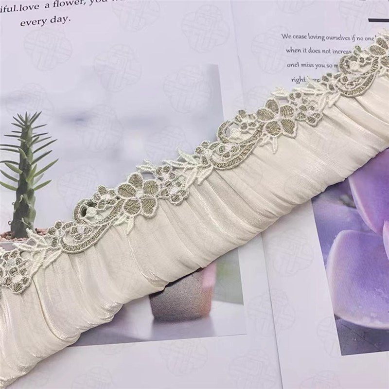 奥薇窗帘花边法式奶油风蕾丝拼接D窗纱装饰绣花抱枕复古提花立边