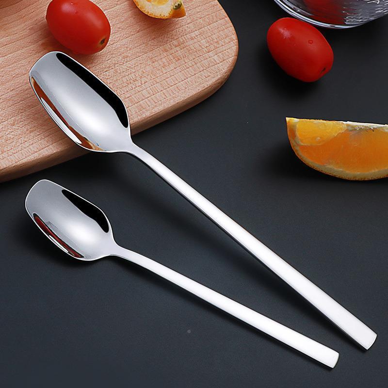 306不锈钢方勺长子方形勺创意餐勺柄搅拌49261勺汤匙汤匙加头厚