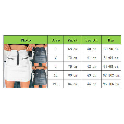 极速Womens PU Leather Zipper Skirt High Waist Pencil Evening
