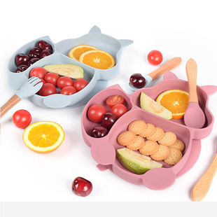 Cup Soft Sucker Silicone PCS 极速4 Bibs Bowl Plate Baby