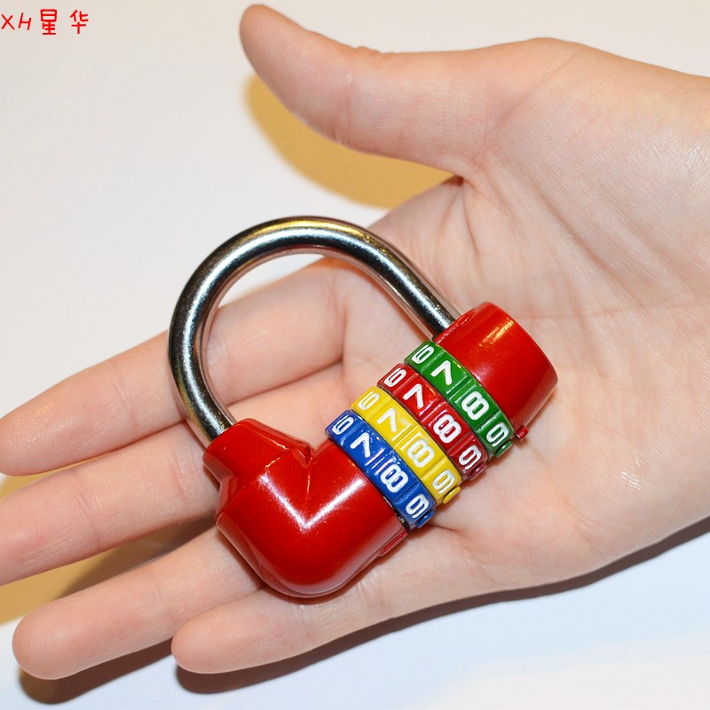 4位健身房密码挂锁更衣柜锁具橱柜锁子家用工具箱U型数字密码锁头