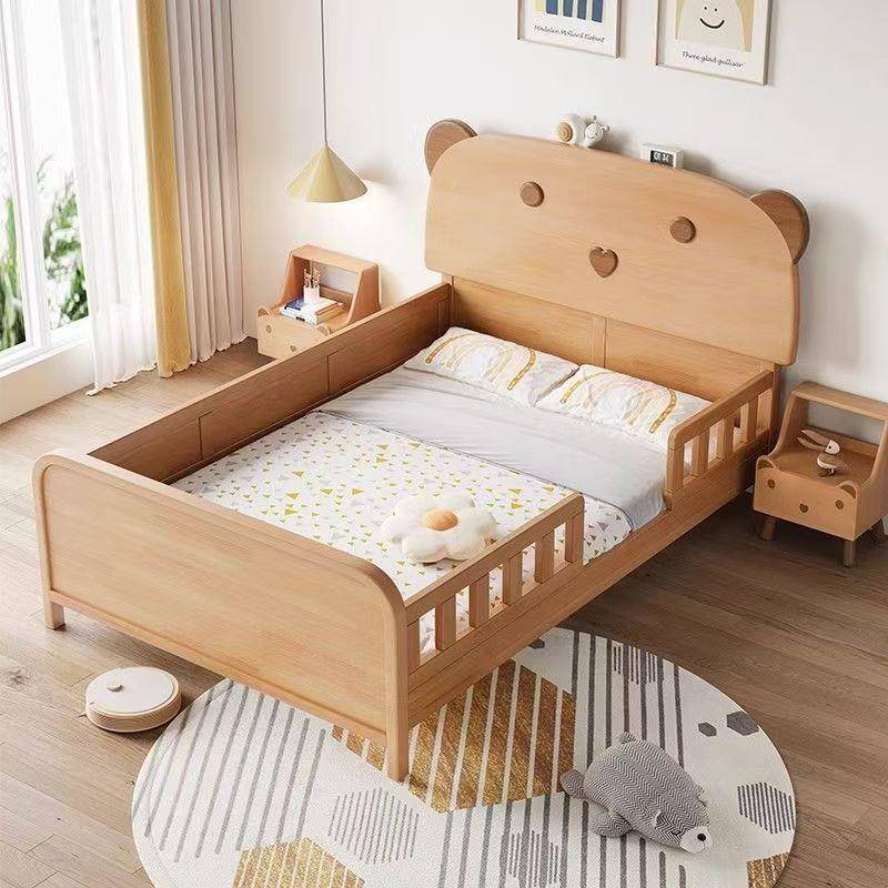 实木儿童床带护栏男孩女孩1.2米1.35米1.5米卡通儿童床儿童房童床