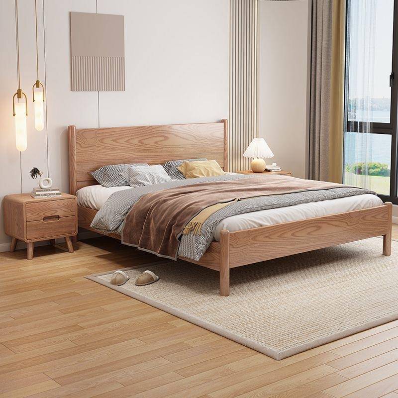 北欧白蜡木实木床现代简约主卧婚床原木风卧室1.8M双人卧室实木床