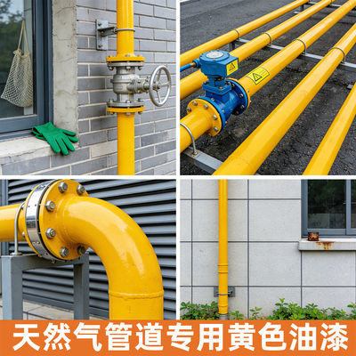天燃气管道专用翻新改色漆水性油漆金属漆家用自刷涂料黄色深黄