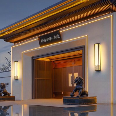 中式庭院壁灯别墅大门口壁灯户外C云石壁灯外墙灯装饰门楼柱子壁